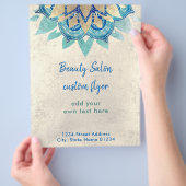 FAUX gold foil teal blue lotus logo design Flyer (Hand)