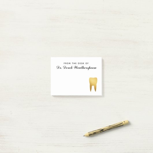 Faux Gold Foil Tooth, speciaal gepersonaliseerd Post-it® Notes (Op bureau)