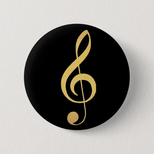 Faux Gold Foil Treble Clef Musical Button (Voorkant)