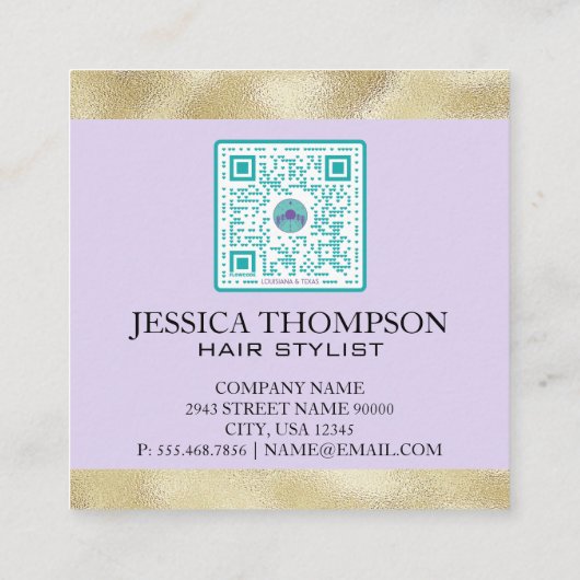 Faux Gold Foil Trim | Qr-code Vierkante Visitekaartje (Achterkant)