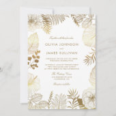 Faux Gold Foil Tropical Planten Lijst Weddenschap Kaart (Voorkant)