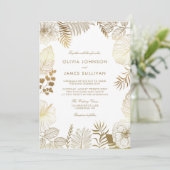 Faux Gold Foil Tropical Planten Lijst Weddenschap Kaart (Staand voorkant)