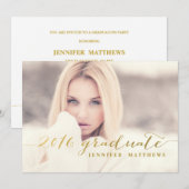 Faux Gold Foil | Uitnodiging van de Graduation Par (Voorkant / Achterkant)