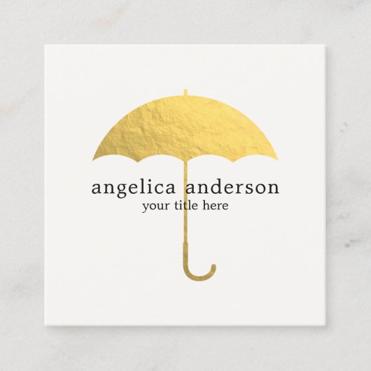 Faux Gold Foil Umbrella Vierkante Visitekaartje (Voorkant)