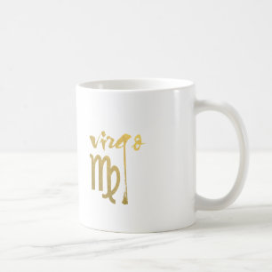 Faux Gold Foil Virgo Zodiac Symbol Koffiemok