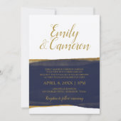 Faux Gold Foil Waterverf Strip Invitation | Marine Kaart (Voorkant)