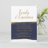 Faux Gold Foil Waterverf Strip Invitation | Marine Kaart (Staand voorkant)