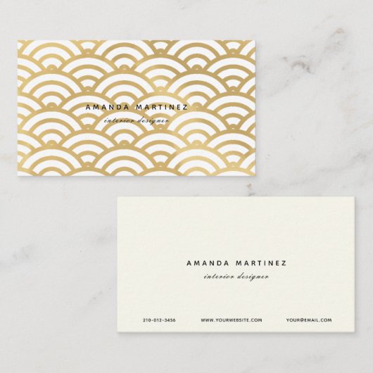 Faux Gold Foil Wave Pattern Visitekaartje (Voorkant / Achterkant)