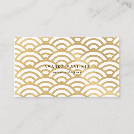 Faux Gold Foil Wave Pattern Visitekaartje (Voorkant)