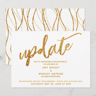 Faux Gold Foil Waves Postponed Weduwkaart White Ca Kaart