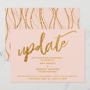 Faux Gold Foil Waves uitgesteld bruiloft Blush Kaa Kaart