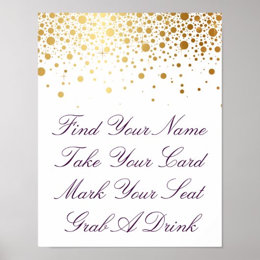 Faux Gold Foil Wedding Poster | Aangepaste aanbied (Voorkant)