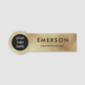 Faux Gold Foil Werknemersnaam Logo Badge (Voorkant)