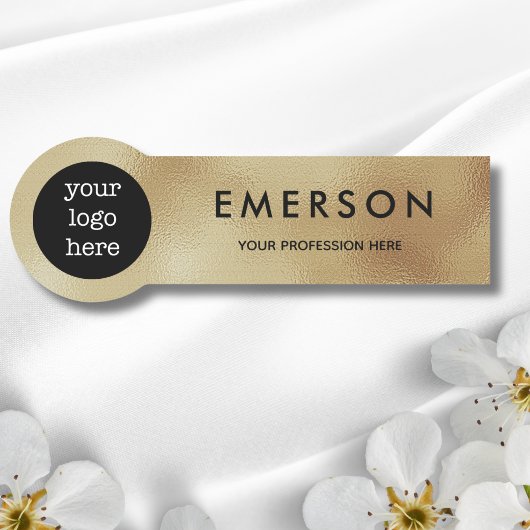 Faux Gold Foil Werknemersnaam Logo Badge