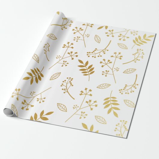 Faux Gold Foil White Cadeaupapier (Uitgerold)