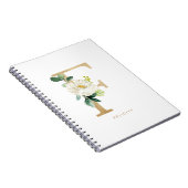 Faux Gold Foil White Flower Letter F Monogram Notitieboek (Rechterzijde)