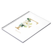 Faux Gold Foil White Flower Letter F Monogram Notitieboek (Linkerzijde)