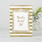 Faux Gold Foil & White Heart Lijst Invitations Kaart (Staand voorkant)