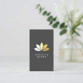 Faux Gold Foil & White Lotus Flower Visitekaartje (Staand voorkant)