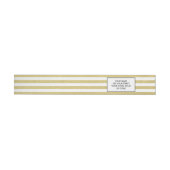 Faux Gold Foil White Stripes Pattern Adreslabel Wikkel (Individueel)