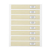 Faux Gold Foil White Stripes Pattern Adreslabel Wikkel (Vel)