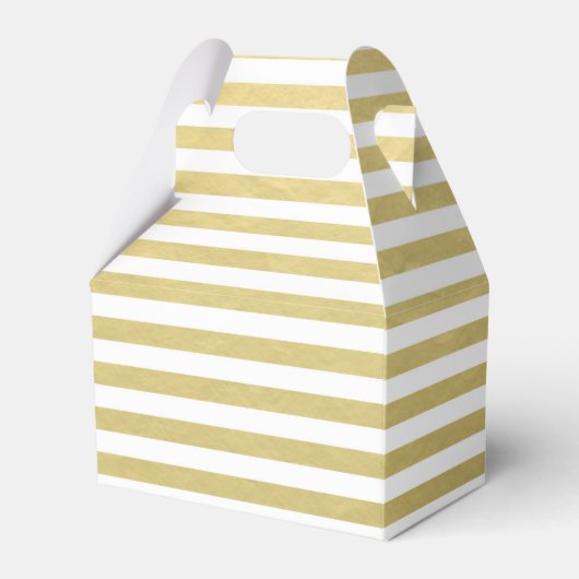 Faux Gold Foil White Stripes Pattern Bedankdoosjes (Voorkant Zijde)