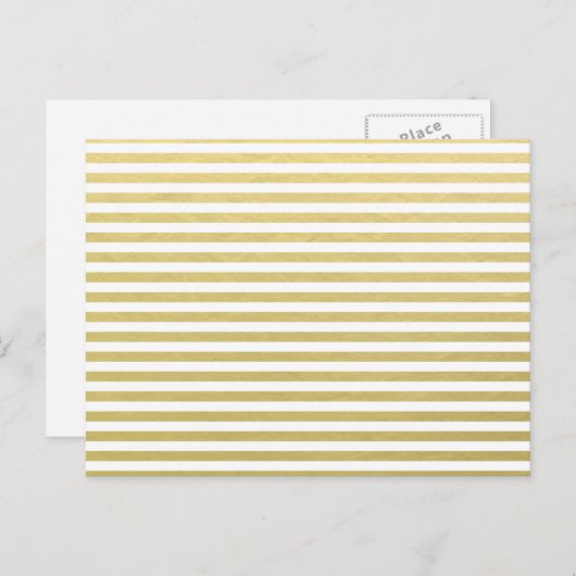 Faux Gold Foil White Stripes Pattern Briefkaart (Voorkant / Achterkant)