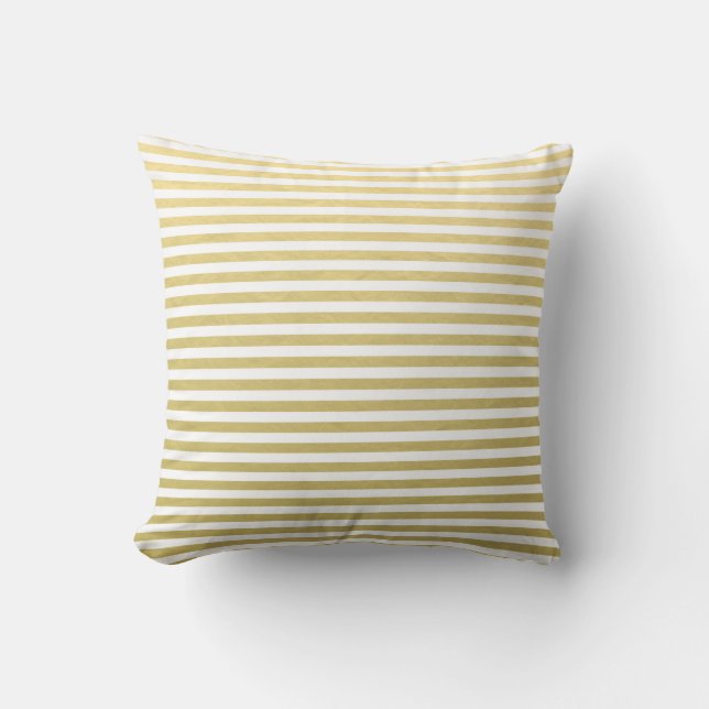 Faux Gold Foil White Stripes Pattern Kussen (Voorkant)