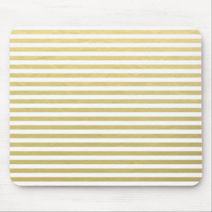 Faux Gold Foil White Stripes Pattern Muismat