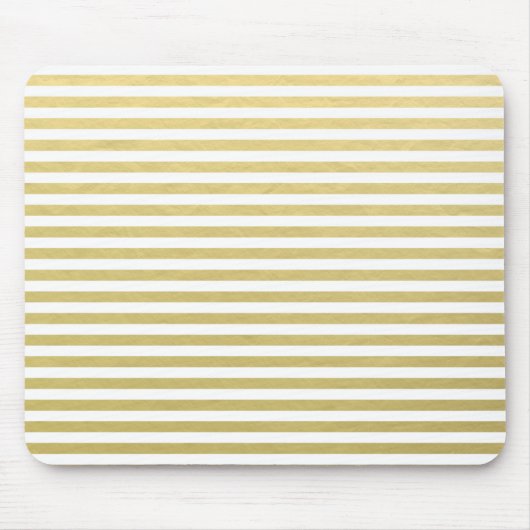 Faux Gold Foil White Stripes Pattern Muismat (Voorkant)