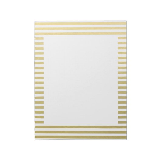Faux Gold Foil White Stripes Pattern Notitieblok (Linkerzijde)