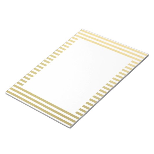 Faux Gold Foil White Stripes Pattern Notitieblok (Schuin)