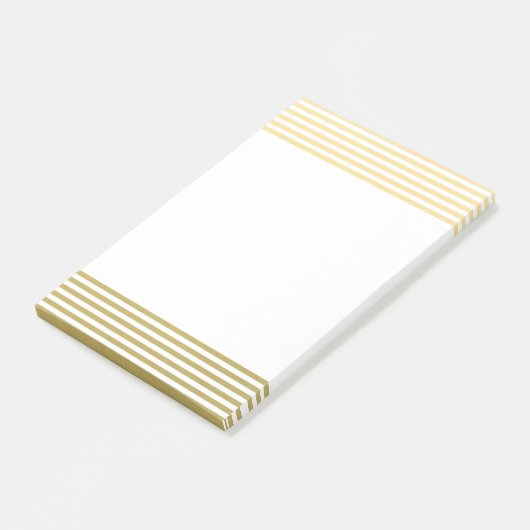 Faux Gold Foil White Stripes Pattern Post-it® Notes (Schuin)