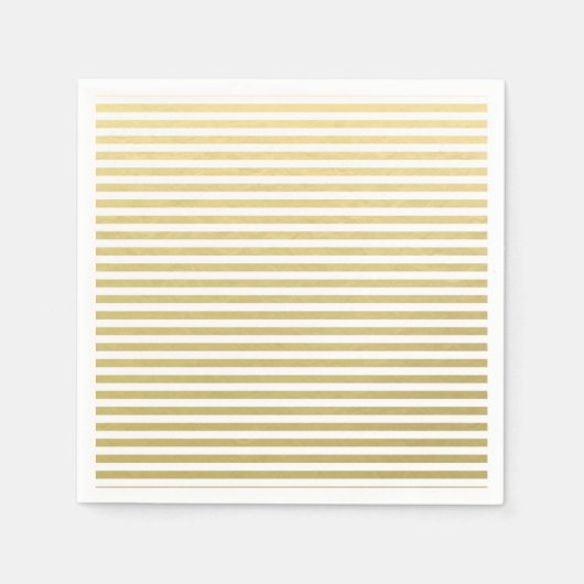 Faux Gold Foil White Stripes Pattern Servetten (Voorkant)