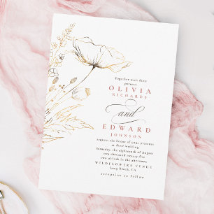 Faux Gold Foil Wildbloemen Dusty Pink Weddenschap Kaart