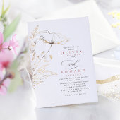 Faux Gold Foil Wildbloemen Dusty Pink Weddenschap Kaart