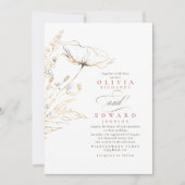 Faux Gold Foil Wildbloemen Dusty Pink Weddenschap Kaart (Voorkant)