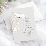 Faux Gold Foil Wildbloemen Licht Grijze bruiloft Kaart<br><div class="desc">Moderne, maar eenvoudige illustratie van wilde bloemen geeft deze trouwuitnodiging een romantisch en schoon gevoel. Zachte pastellichtgrijze tinten, gouden glitteraccenten - dit is een ontwerp dat zeker het oog zal vatten. Deze sjabloon is aanpasbaar, zodat kunt u de achtergrond en tekstkleuren veranderen om uw trouwkleuren aan te passen - klik...</div>