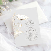 Faux Gold Foil Wildbloemen Licht Grijze bruiloft Kaart