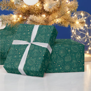 Faux Gold Foil Xmas - herkleuringspatroon groen Cadeaupapier