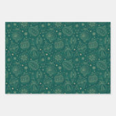 Faux Gold Foil Xmas - herkleuringspatroon groen Inpakpapier Vel (Voorkant 2)