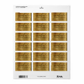 Faux Gold Foil Zwart Elegant Typografie Afstuderen Etiket (Full Sheet)