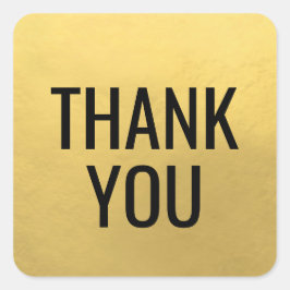 Faux GOLD FOIL Zwart Script Kalligrafie Dank u Vierkante Sticker