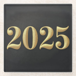 Faux Gold Folie 2025 Jaar Zwart Onderzetter Glazen Onderzetter