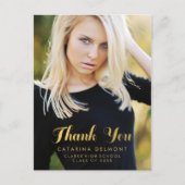 Faux Gold Folie Afstuderen Foto Dank u Briefkaart (Voorkant)