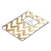 Faux Gold Folie Brush Chevron Patroon Gepersonalis Notitieboek (Linkerzijde)