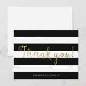 Faux Gold Folie Calligrafie | Zwart-witte strepen Briefkaart (Voorkant / Achterkant)
