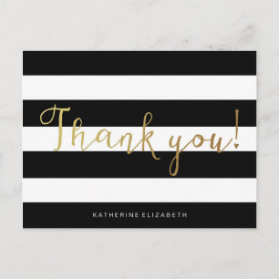 Faux Gold Folie Calligrafie   Zwart-witte strepen Briefkaart