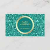 Faux Gold Folie Circle Blauwgroen Glitter Make-up  Visitekaartje (Voorkant)