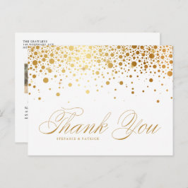 Faux Gold Folie Confetti Fotobruiloft Dank u Briefkaart